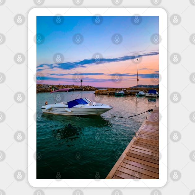 Summer Sunset Seaport Boats Travel Sailing Sticker by eleonoraingrid